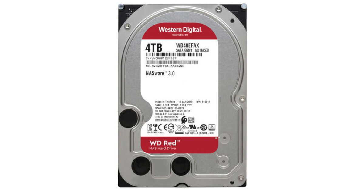 картинка HDD 4.0Tb WesternDidital 3.5'' SATAIII 256 Mb cache; Red WD40EFAX от магазина КомпьютерЦентр