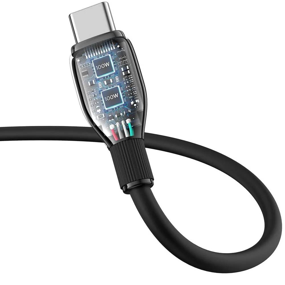 картинка Кабель Baseus Pudding Series Fast Charging Cable USB to Type-C 100W 1.2m Black от магазина КомпьютерЦентр