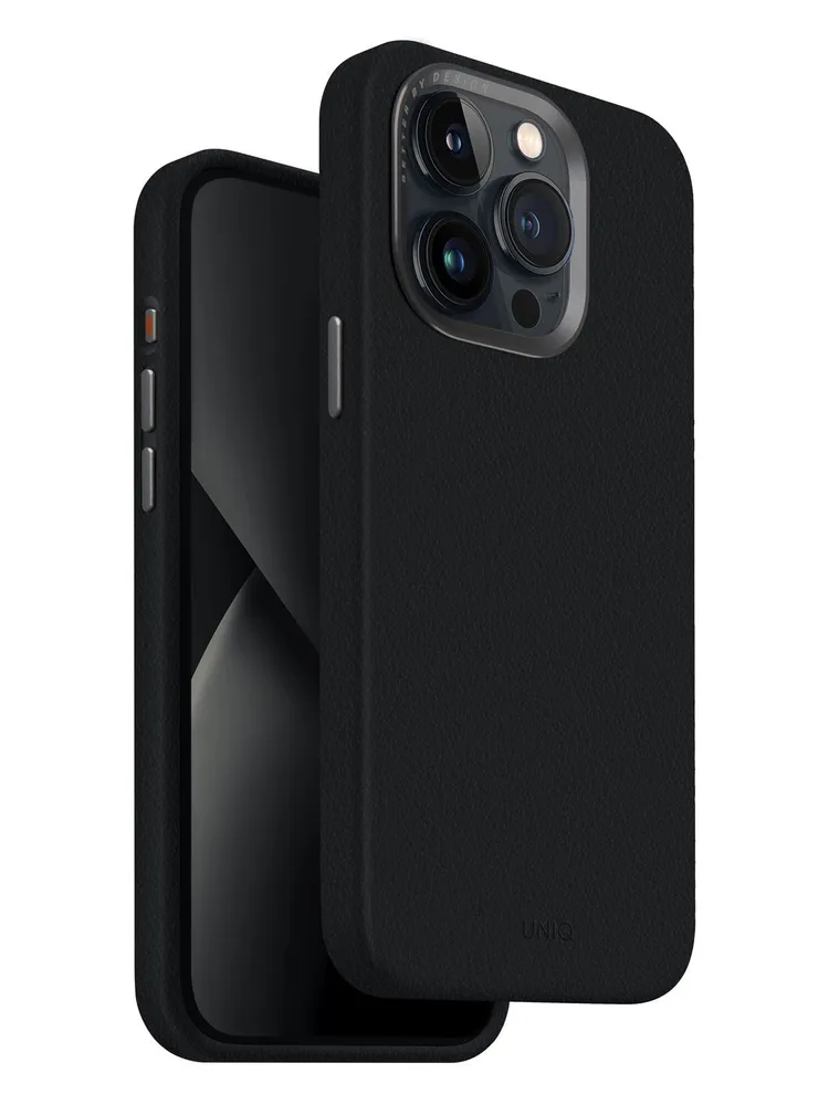 картинка Чехол из искусственной кожи Uniq HYBRID LYDEN (MagSafe) для iPhone 15 Pro 6.1'', черный (Black) IP6.1P(2023)-LYDMBLK от магазина КомпьютерЦентр
