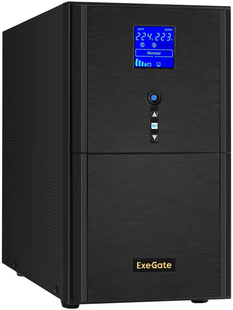 картинка Комплект (EX296882RUS) ИБП Exegate EX295991RUS + батарея 26Aч EX285663RUS 4шт (инвертор, синус, для котла) ExeGate SineTower SZ-5000.LCD.AVR.2SH.1C13.T.RJ.USB 5000VA/ 4000W, LCD дисплей, AVR, 2хSchuko+1хC13+клеммы от магазина КомпьютерЦентр