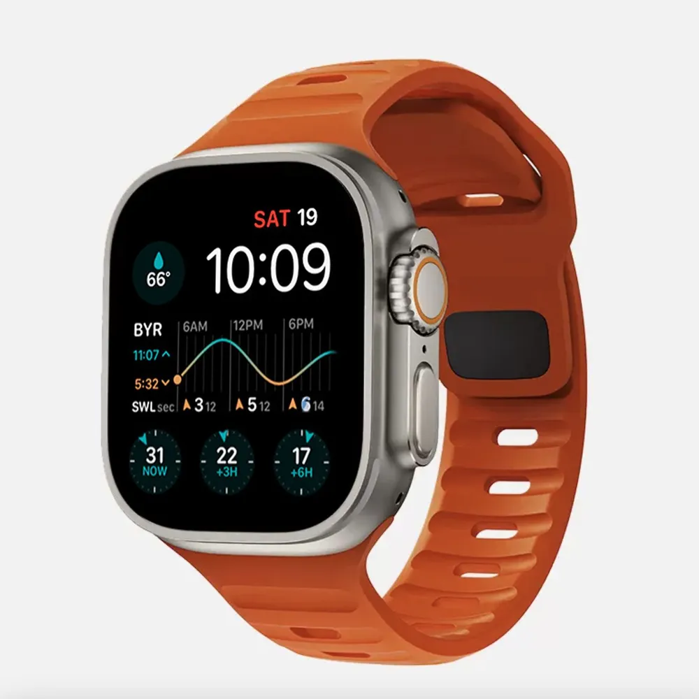 картинка Ремешок для Apple Watch силиконовый 42 мм, 44 мм, 45 мм, 49 мм, оранжевый от магазина КомпьютерЦентр