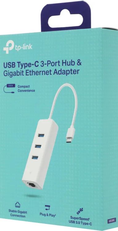 картинка HUB 3 порта+Gigabit TP-Link UE330C 3-портовый концентратор и гигабитный адаптер USB Type-C от магазина КомпьютерЦентр