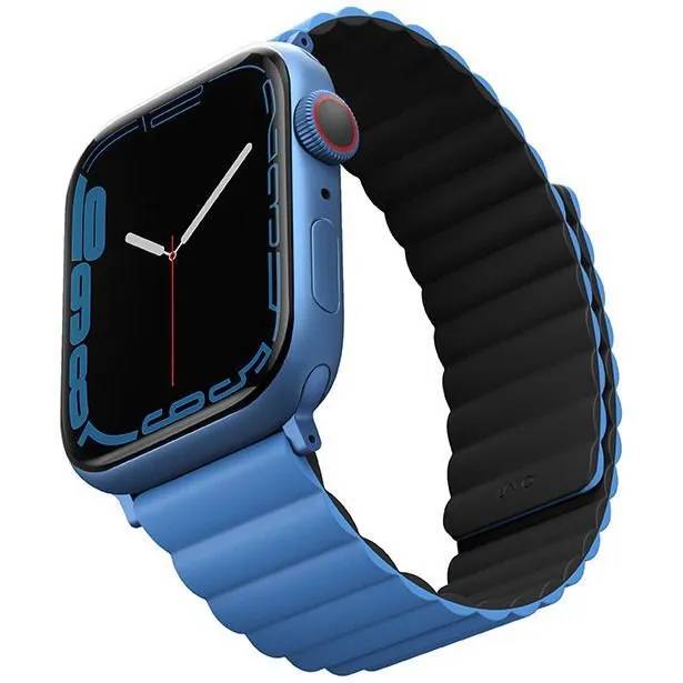 картинка Ремень силиконовый Uniq REVIX для Apple Watch 49/ 45/ 44/ 42, синий/ черный (45MM-REVBLUBLK) от магазина КомпьютерЦентр