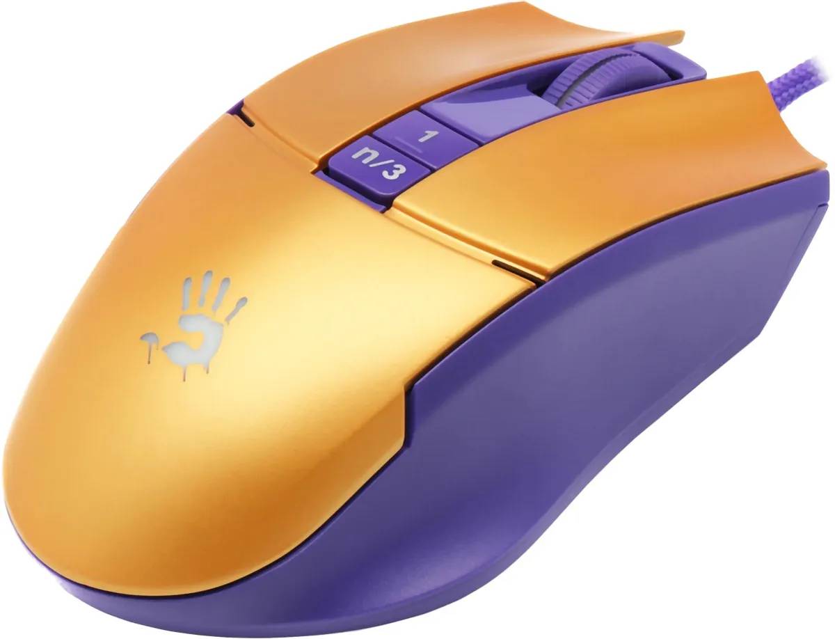 картинка Мышь A4Tech Bloody L65 Max желтый/ фиолетовый (L65 MAX/ ROYAL VIOLET) от магазина КомпьютерЦентр