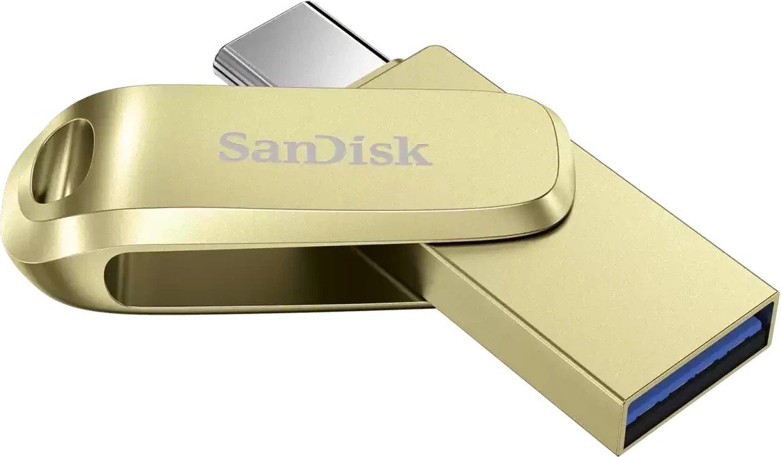 картинка USB3.1 накопитель 256Gb SanDisk Ultra Dual Drive Luxe Type-C Gold (SDDDC4-256G-G46GD) от магазина КомпьютерЦентр