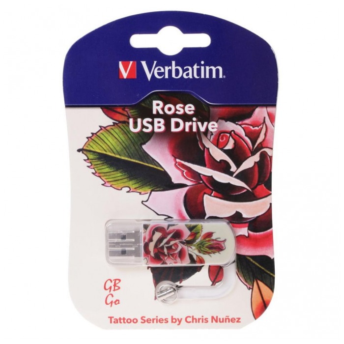 картинка Флешка USB Verbatim 32Gb Mini Tattoo Rose (49896) от магазина КомпьютерЦентр