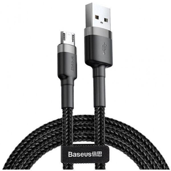 картинка Baseus Data Cable microUSB 100cm Cafule 2.4A CAMKLF-BG1 Black/ Gray от магазина КомпьютерЦентр