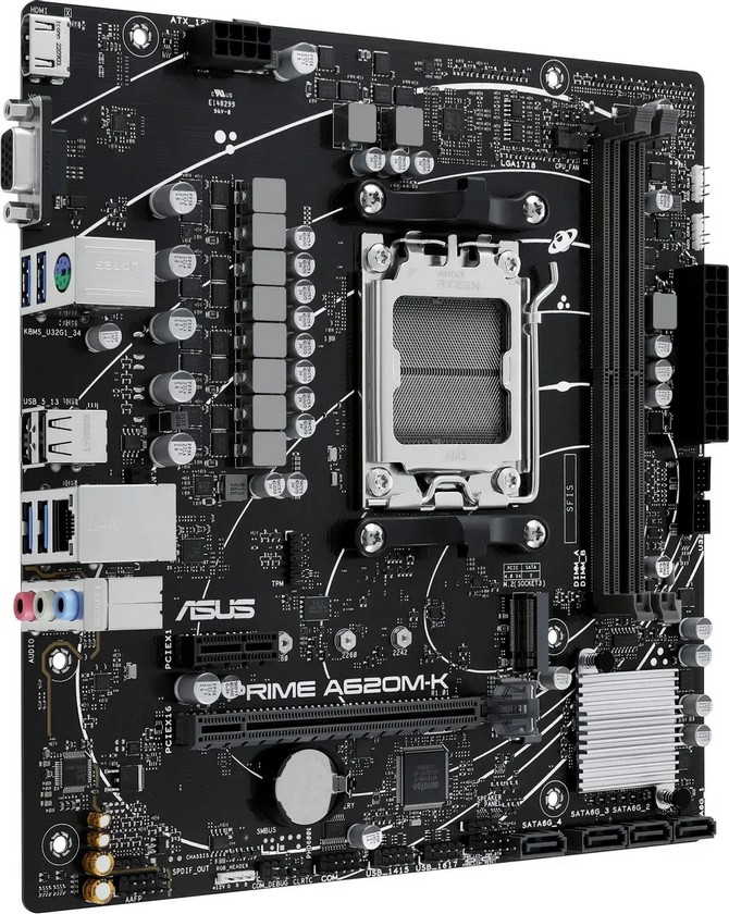 картинка Материнская плата Asus PRIME A620M-K, AM5, AMD A620, 2xDDR5, Micro-ATX от магазина КомпьютерЦентр