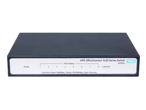 картинка Switch 8-port HPE OfficeConnect 1420 10/ 100/ 100BaseT неуправляемый (JH329A) от магазина КомпьютерЦентр