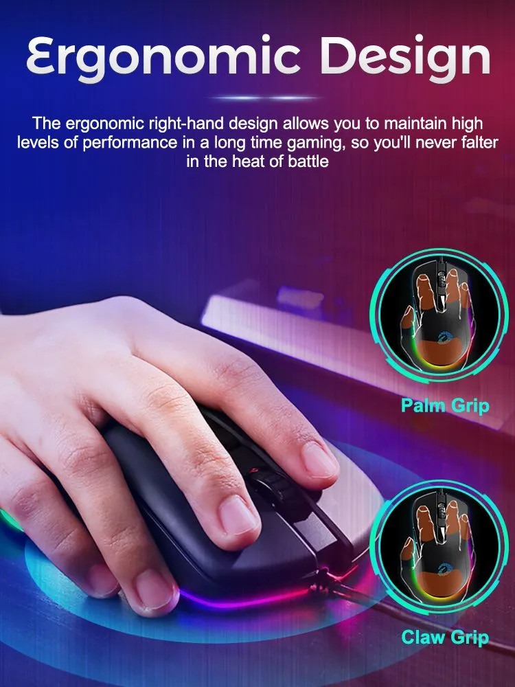 картинка Мышка Dareu EM908 Black (черный), игровая, подсветка RGB от магазина КомпьютерЦентр