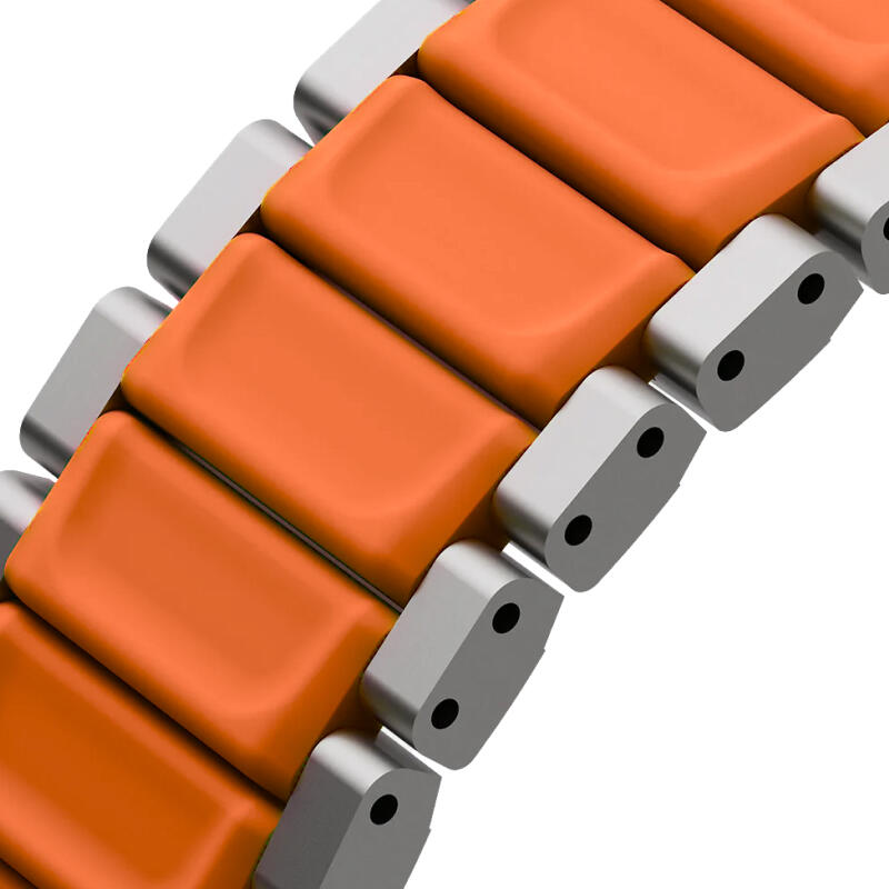 картинка Стальной ремень Uniq STROVA FLEX для Apple Watch 49/ 45/ 44/ 42, цвет натуральный титан/ оранжевый (TITANIUM SLIVER/ VOLT ORANGE) от магазина КомпьютерЦентр