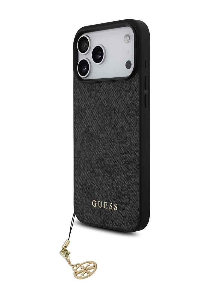 картинка Чехол Guess для iPhone 17 Pro Max PU 4G Classic Metal logo Hard + Charm, Black (MagSafe) (GUHMP17XGF4GCK) от магазина КомпьютерЦентр