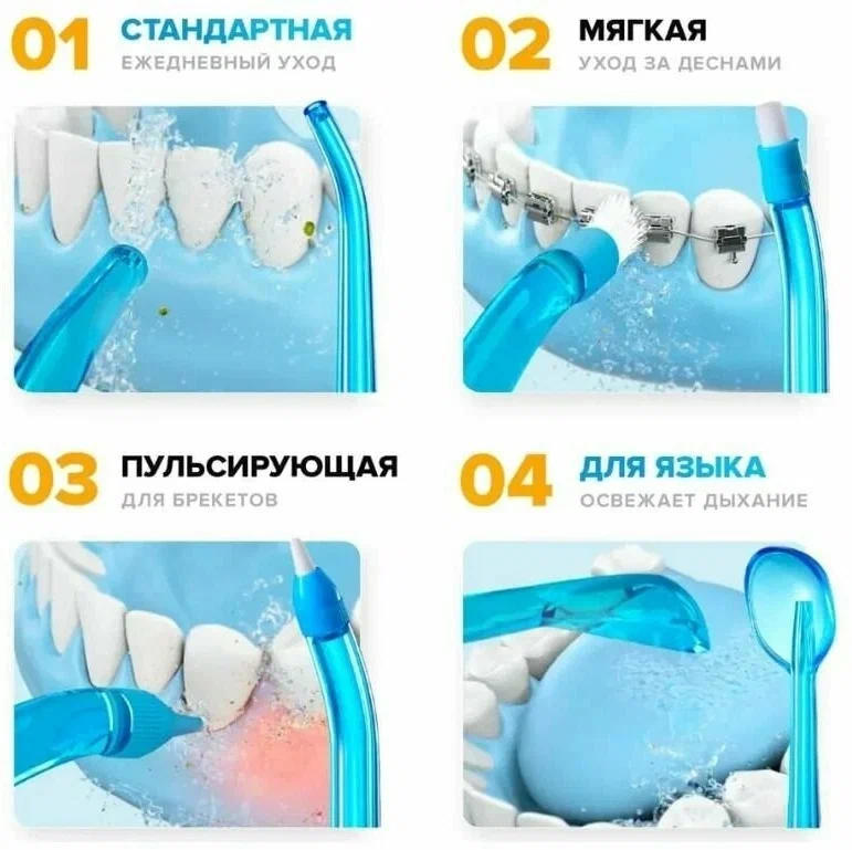 картинка Портативный ирригатор Xiaomi Soocas W3 Pro Portable Electric Oral Irrigator (4 насадки) Blue EU от магазина КомпьютерЦентр