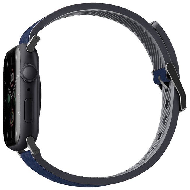 картинка Кожаный влагоустойчивый ремень Uniq STRADEN для Apple Watch 49/ 45/ 44/ 42мм Blue (45MM-STRABLU) от магазина КомпьютерЦентр