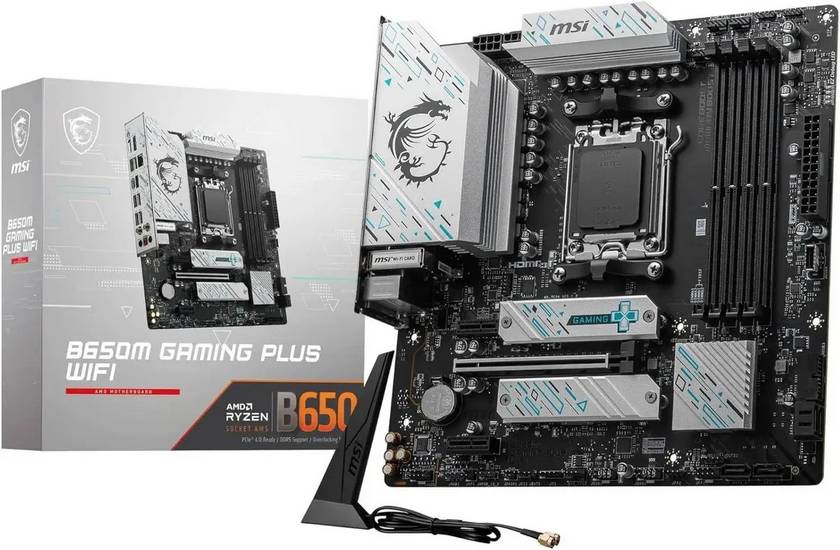 картинка Материнская плата MSI B650M GAMING PLUS WIFI; AM5, 4xDDR5, Micro-ATX от магазина КомпьютерЦентр