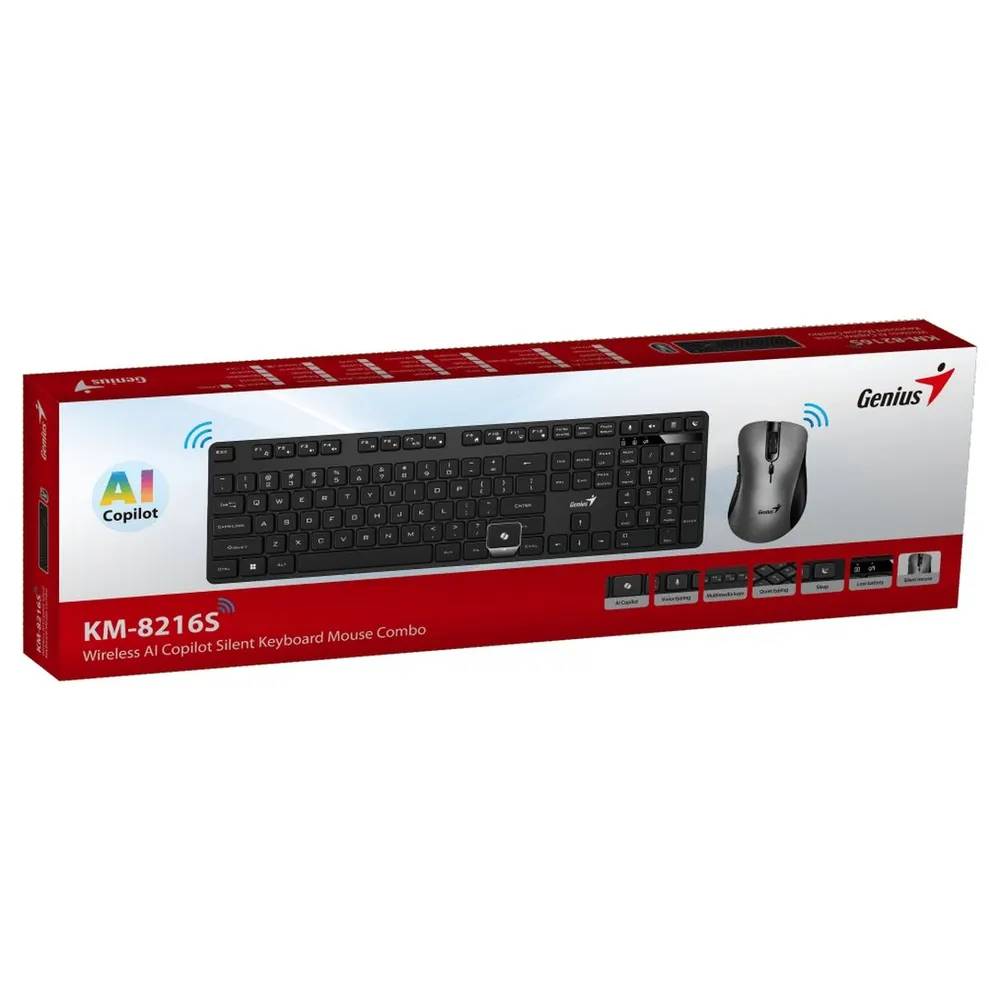 картинка Комплект Genius KM-8216S, беспроводной (клавиатура+мышка) (31340018402) от магазина КомпьютерЦентр