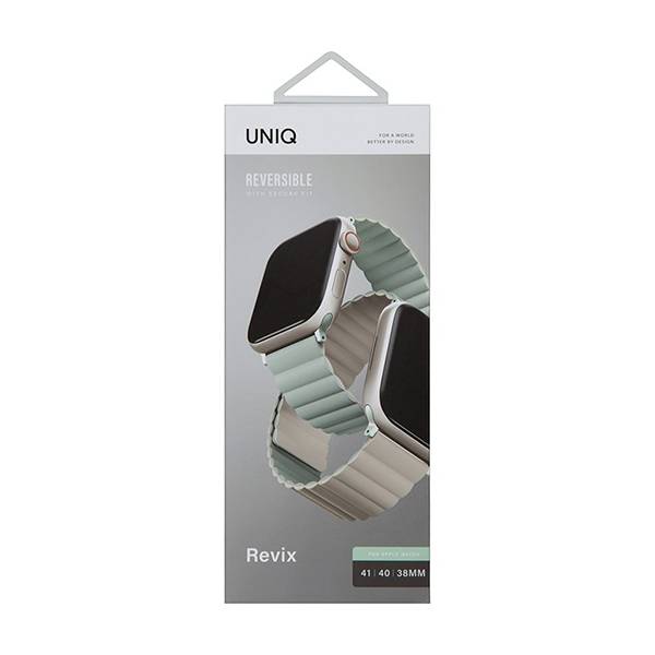 картинка Ремень силиконовый Uniq REVIX для Apple Watch 41/ 40/ 38, цвет шалфей/ бежевый (SAGE/ BEIGE) (41MM-REVSAGBEG) от магазина КомпьютерЦентр