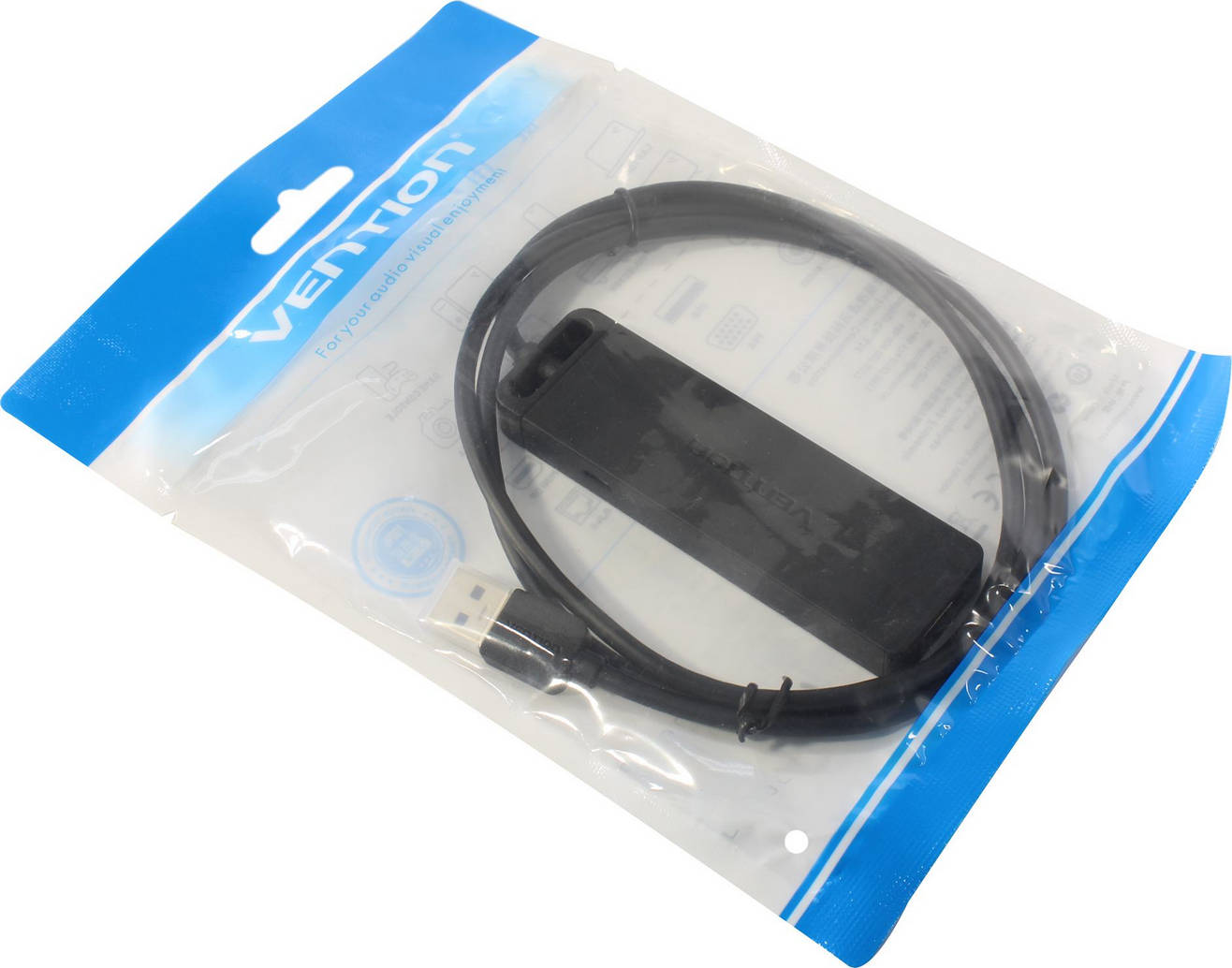 картинка HUB 4-port Vention OTG USB (CHLBF) 1m, Black от магазина КомпьютерЦентр