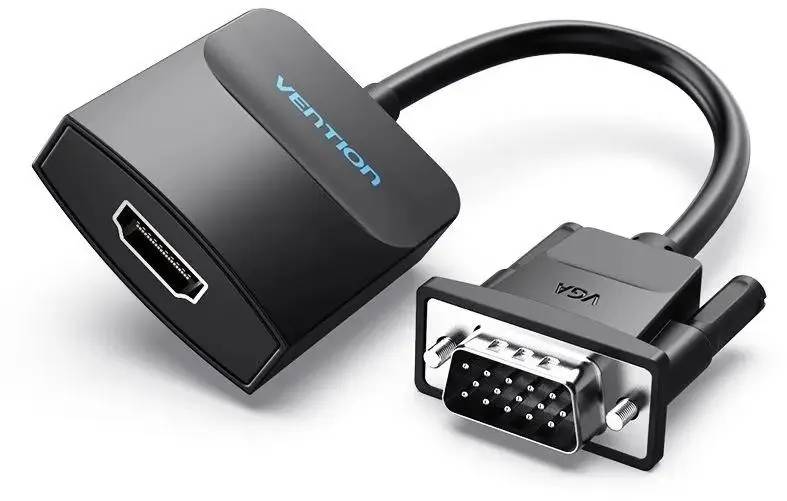 картинка Медиаконвертор Vention VGA + аудио > HDMI, гибкий, черный (ACNBB) от магазина КомпьютерЦентр