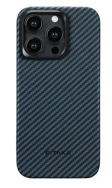 картинка Чехол PITAKA MagEZ Case 4 для iPhone 15 Pro MAX 6.7'', черный/ синий (Black/ Blue Twill) 1500D от магазина КомпьютерЦентр