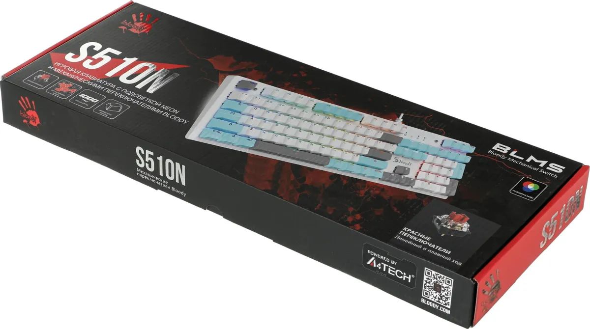 картинка Клавиатура A4tech Bloody S510N механическая Gamer LED, White от магазина КомпьютерЦентр