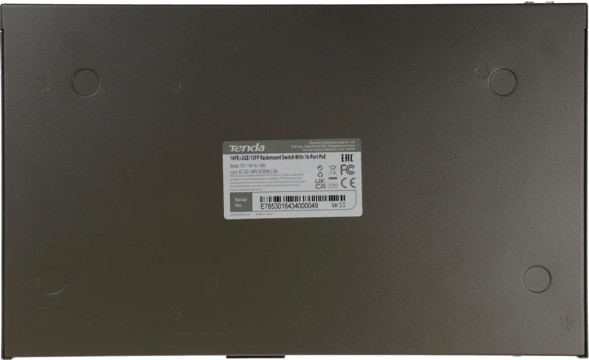 картинка Switch 16-port Tenda TEF1118P-16-150W Поддержка PoE портов-17, неуправляемый, 1000 Мбит/ сек, 100 Мбит/ сек, SFPx1, PoE, бюджет PoE 130 Вт от магазина КомпьютерЦентр