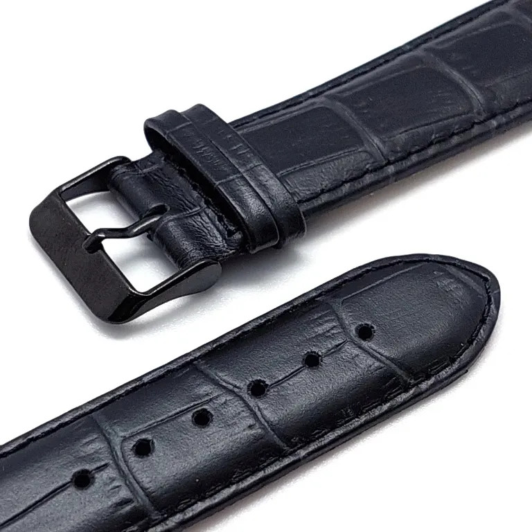 картинка Кожаный ремешок для Apple Watch 42/ 44/ 45 mm Series 1-7, SE /  Ardi 22 мм /  тиснение черный крокодил от магазина КомпьютерЦентр