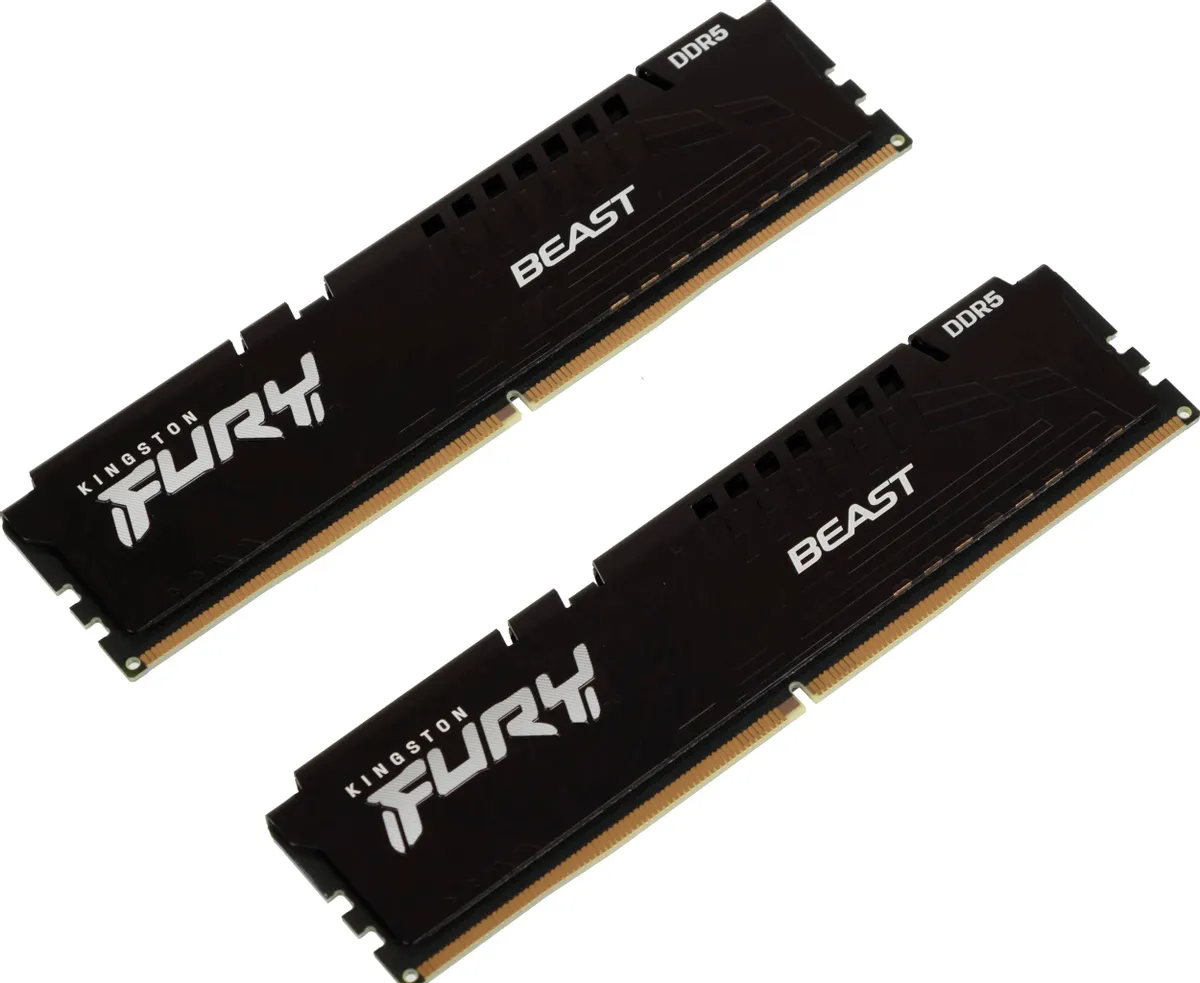 картинка DIMM DDR5 32Gb (2x16Gb) 5600MHz PC5-44800 Kingston Fury Beast Ret (KF556C40BBK2-32) от магазина КомпьютерЦентр