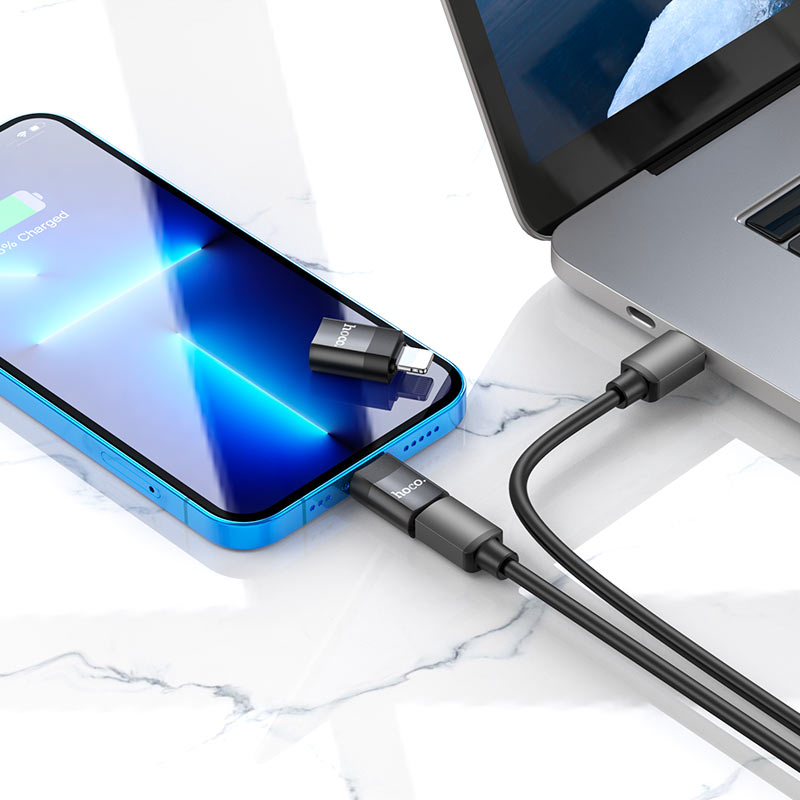 картинка Адаптер OTG HOCO Lightning/ Type-C Black UA17 от магазина КомпьютерЦентр