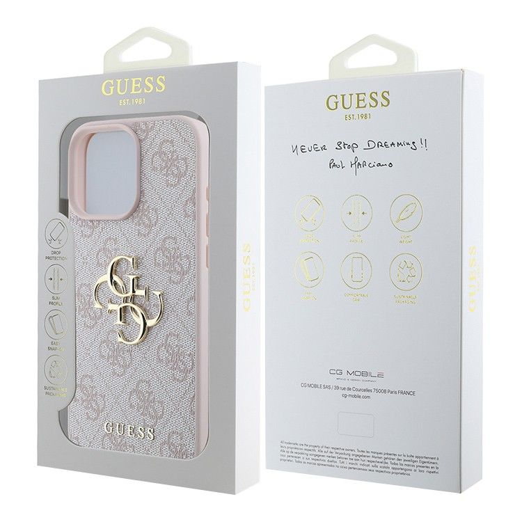 картинка Чехол Guess для iPhone 16 Pro Max PU 4G Big metal logo Hard Pink от магазина КомпьютерЦентр