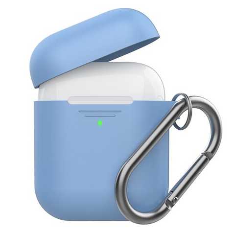 картинка Чехол для AirPods Silicone Case с карабином Blue от магазина КомпьютерЦентр