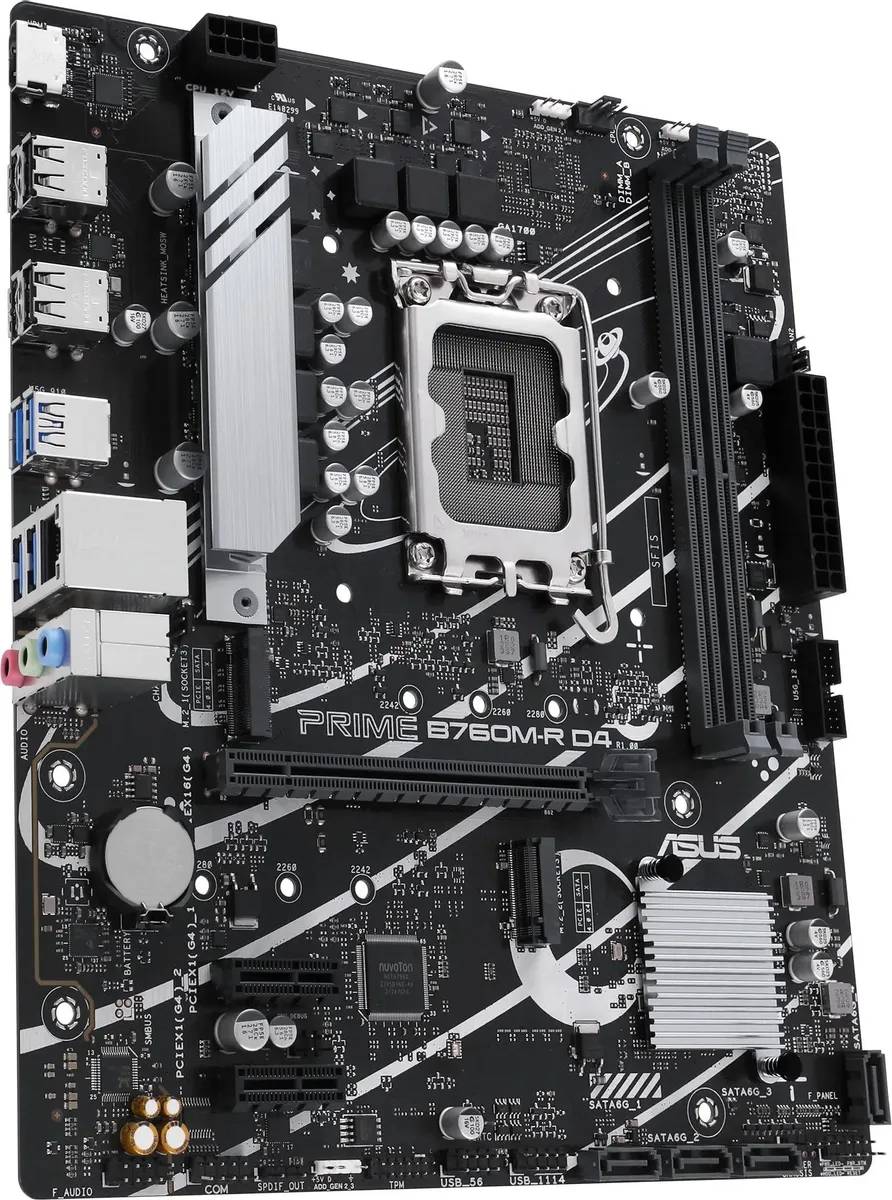 картинка Материнская плата Asus PRIME B760M-R D4, LGA 1700, Intel B760, 2xDDR4,  mATX от магазина КомпьютерЦентр