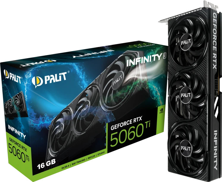 картинка Видеокарта 16Gb GDDR7 GeForce RTX 5060 Ti Infinity 3 Palit (NE7506T019T1-GB2061S) от магазина КомпьютерЦентр