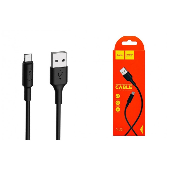 картинка Дата-кабель HOCO Data Cable Micro USB 100cm X25 Soarer 2A Black от магазина КомпьютерЦентр