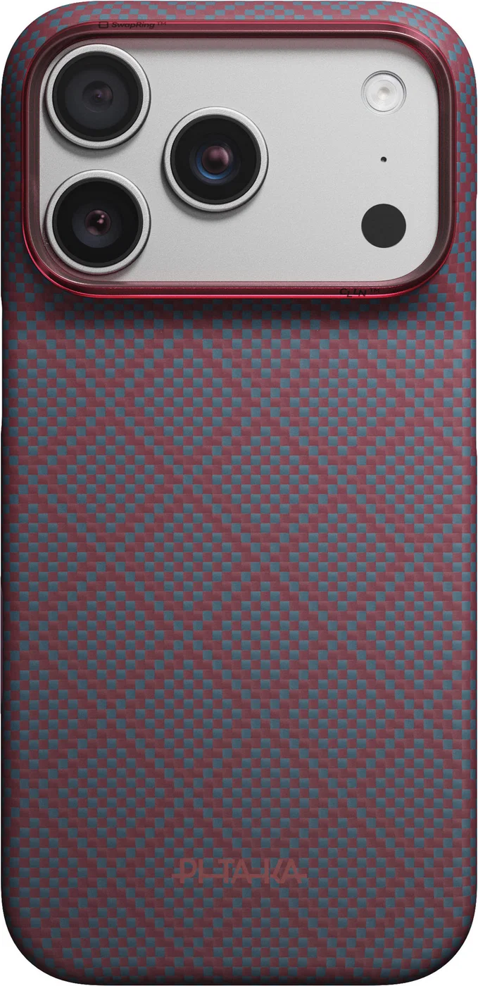 картинка Чехол PITAKA Edge (Argyle) Case для iPhone 18 Pro Max 6.9'', рубиновый (Blue's Red) от магазина КомпьютерЦентр