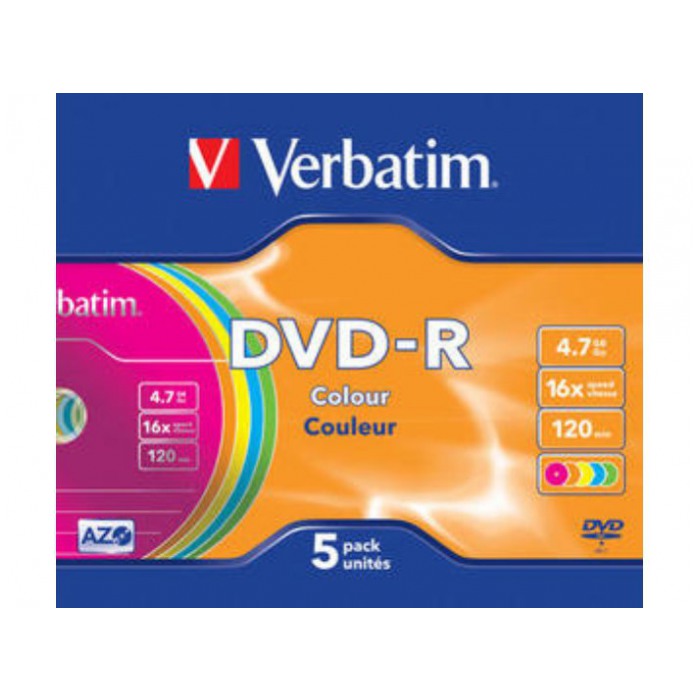 картинка Диск Verbatim DVD-R 4,7Gb 16x Slim Color от магазина КомпьютерЦентр