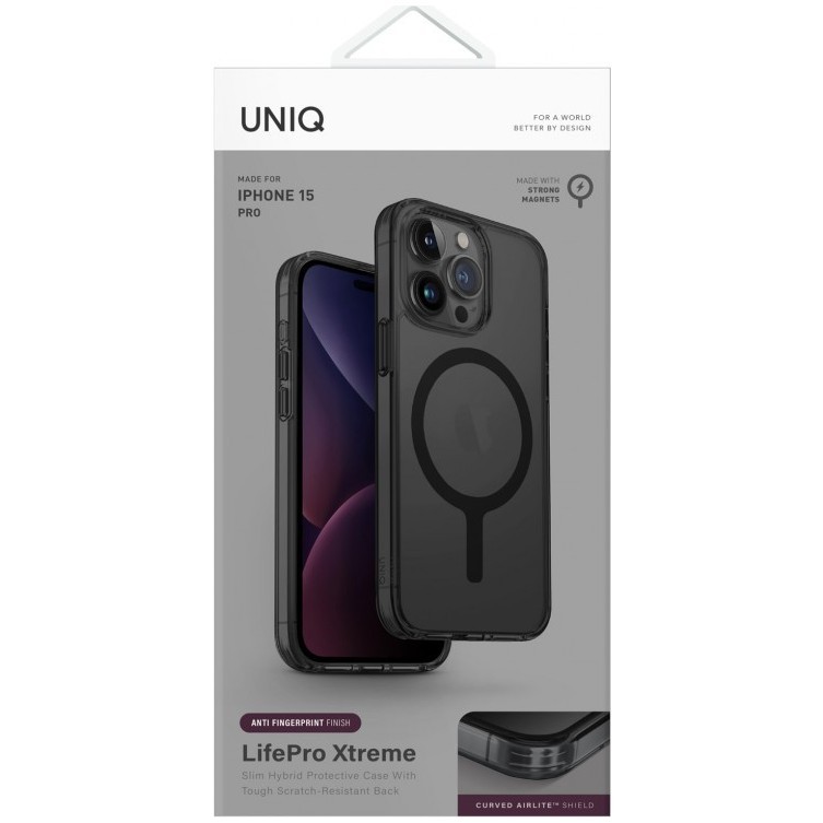 картинка Чехол Uniq HYBRID LIFEPRO XTREME MAGCLICK CHARGING (MagSafe) для iPhone 15 Pro 6.1'', морозный дым (Frost Smoke) IP6.1P(2023)-LXAFMSMK от магазина КомпьютерЦентр