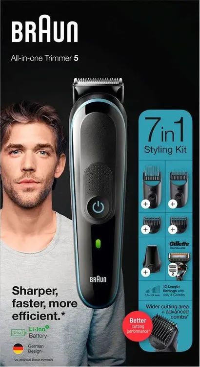 картинка Триммер Braun 7-in-1 + бритва Gillette (MGK5345+GIL) от магазина КомпьютерЦентр