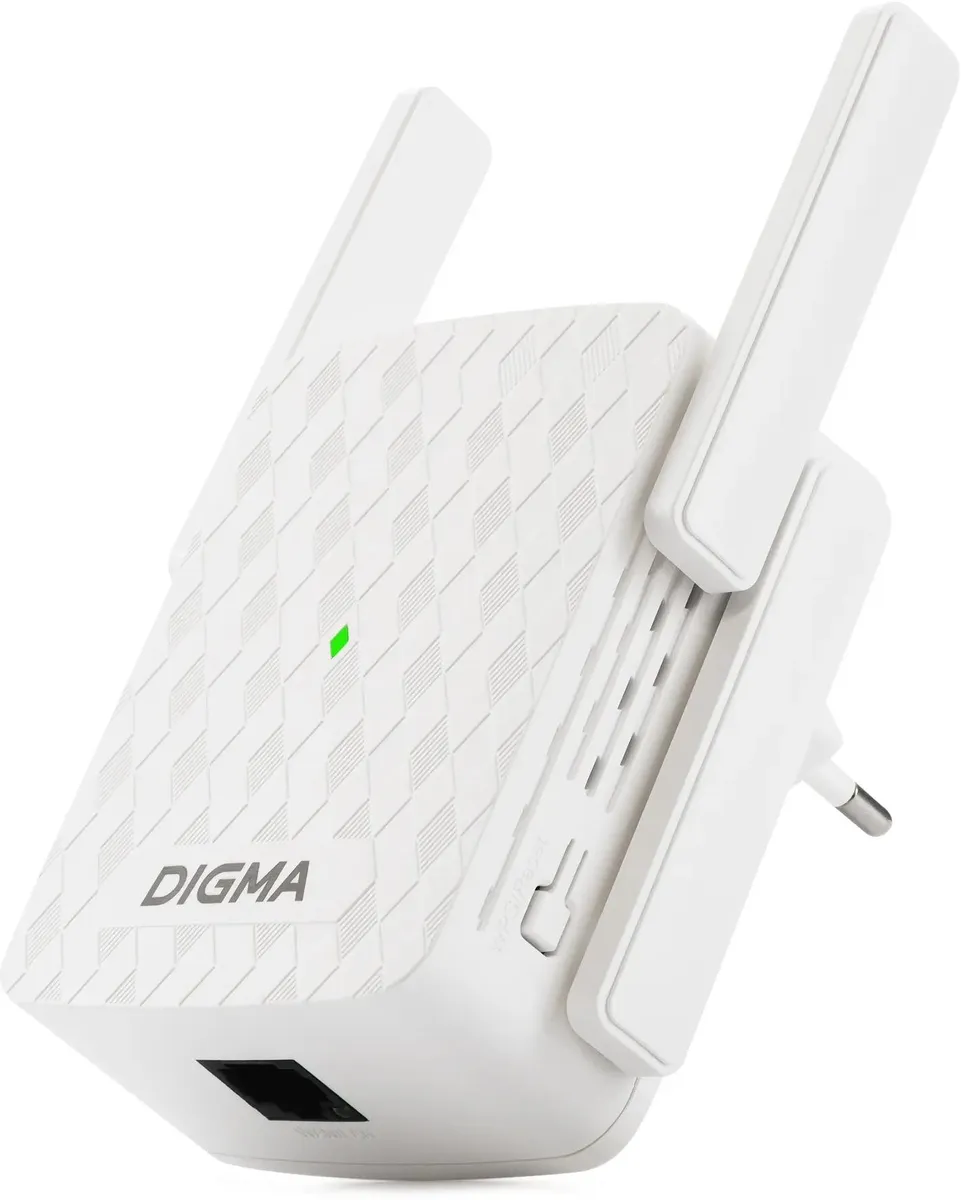 картинка Повторитель беспроводного сигнала Digma D-WR310 (D-WR310V2) N300 Wi-Fi белый от магазина КомпьютерЦентр