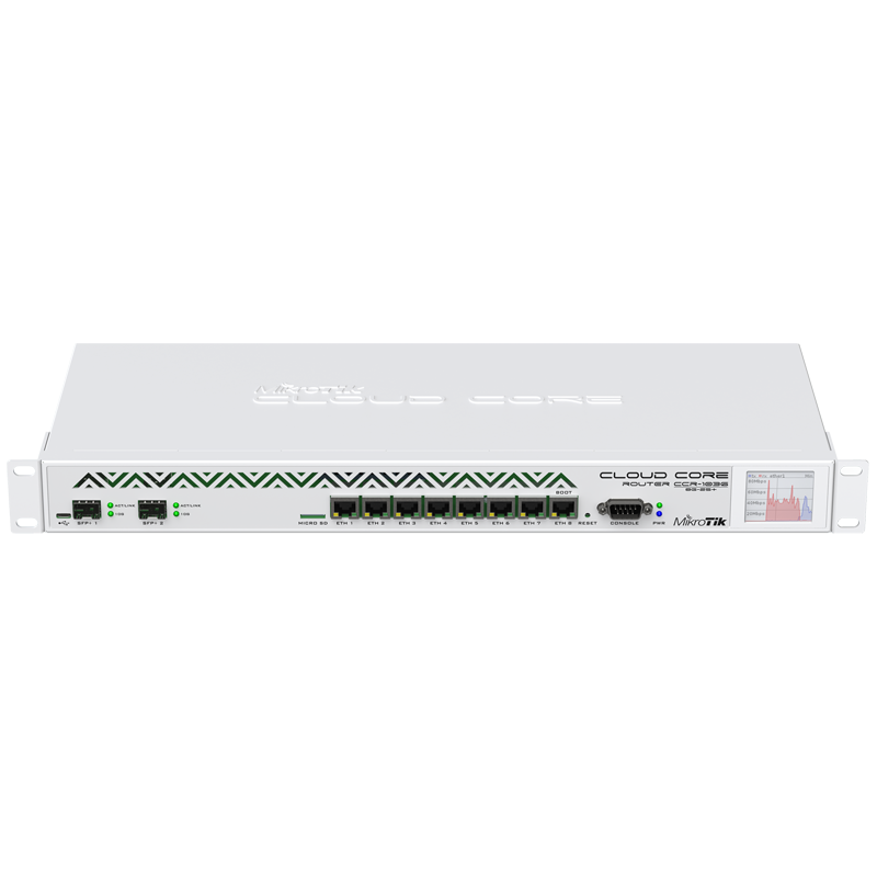 картинка Маршрутизатор Mikrotik CCR1036-8G-2S+EM Cloud Core Router 1036-8G-2S+EM with Tilera Tile-Gx36 CPU (36-cores, 1.2Ghz per core), 16GB RAM, 2xSFP+ cage, 8xGbit LAN, RouterOS L6, 1U rackmount case, PSU, LCD panel от магазина КомпьютерЦентр
