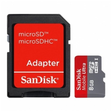картинка Карта памяти SanDisk 8Gb microSDXC Ultra UHS-I + SD adapter (SDSDQU-008G-U46A) от магазина КомпьютерЦентр