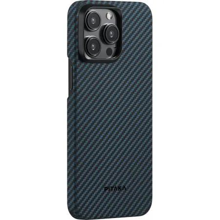картинка Чехол PITAKA MagEZ Case 4 для iPhone 15 Pro 6.1'', черный/ синий (Twill Black/ Blue) 1500D от магазина КомпьютерЦентр