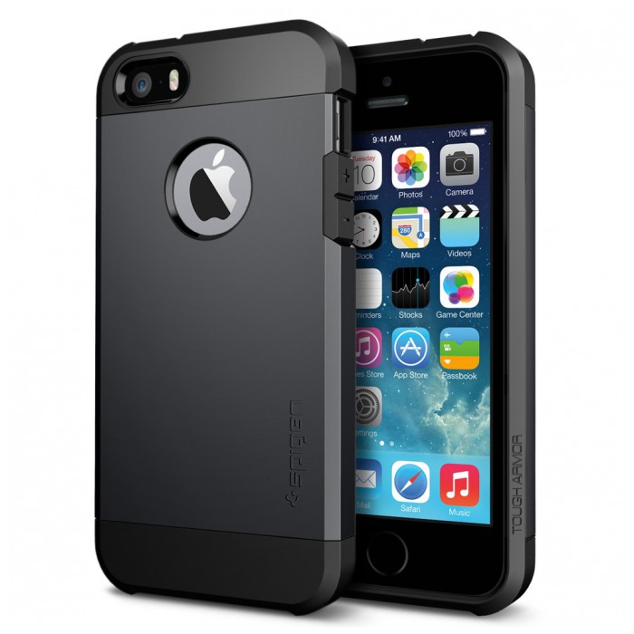 картинка Чехол SGP Case Tough Armor Smooth Black for iPhone 5/ 5s (SGP10492) от магазина КомпьютерЦентр