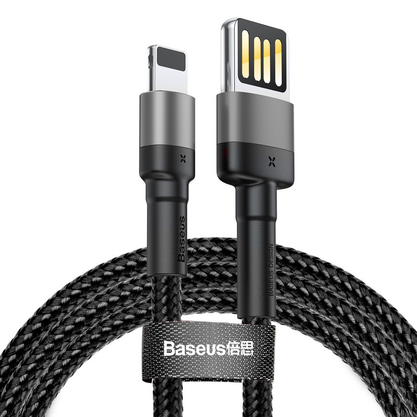 картинка Кабель Baseus Cafule Cable (special edition) USB For iP 1.5A 2M Grey+ Black от магазина КомпьютерЦентр