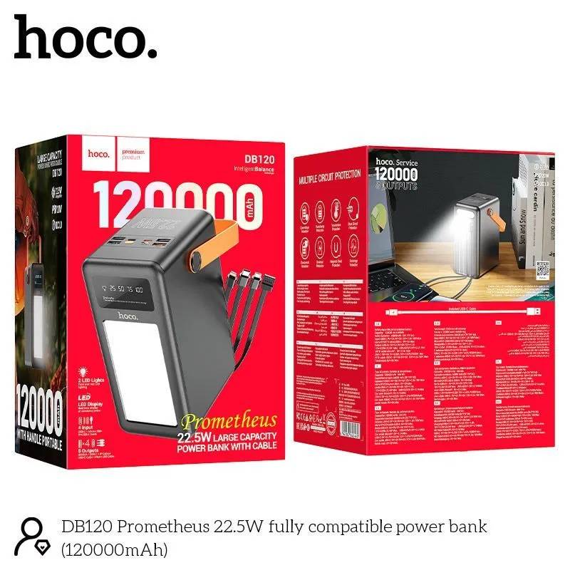 картинка Внешний аккумулятор Hoco DB120 Prometeus 22.5W Fully Compatible Power Bank 120000 mAh Black от магазина КомпьютерЦентр