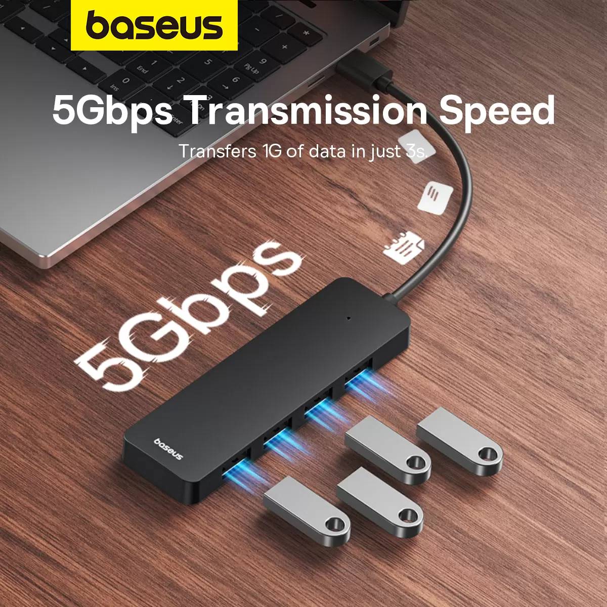 картинка HUB 4-Port Baseus UltraJoy Series HUB Lite, черный (B0005280B111-00) от магазина КомпьютерЦентр