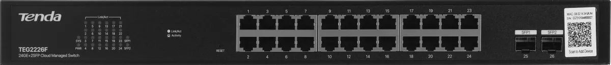 картинка Switch 24-port Tenda TEG2226F, 24x1 Гбит/ с + 2x1 Гбит/ с SFP, управляемый от магазина КомпьютерЦентр