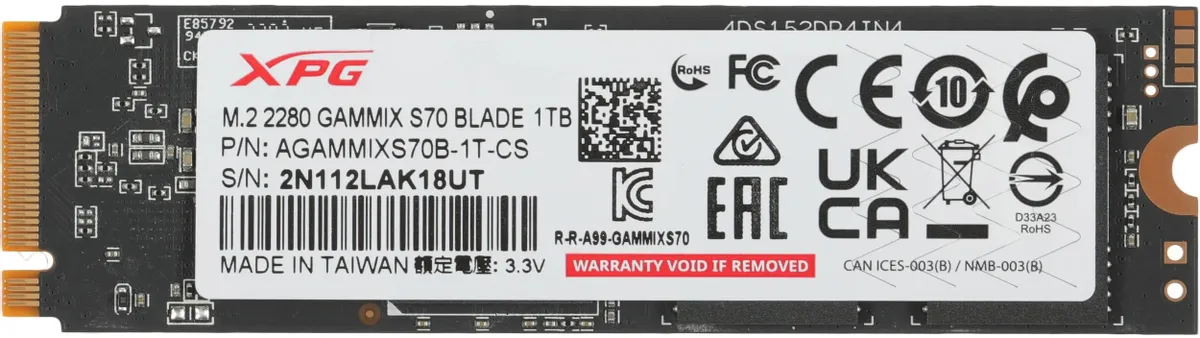картинка SSD накопитель 1Tb A-Data XPG BLADE S70 M.2 PCI-E x4 (AGAMMIXS70B-1T-CS) от магазина КомпьютерЦентр
