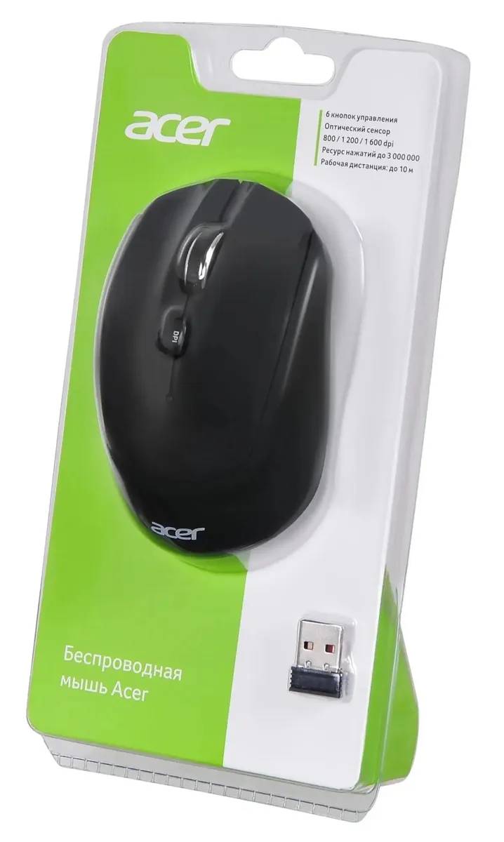 картинка Мышка Acer OMR040, оптическая, беспроводная, USB, черный (zl.mceee.00a) от магазина КомпьютерЦентр