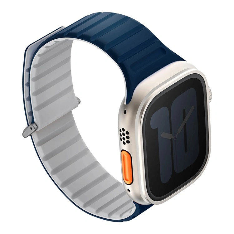 картинка Ремень силиконовый Uniq REVIX EVO для Apple Watch 49/ 45/ 44/ 42MM, цвет синий/ серый (ROYAL BLUE/ CHALK) от магазина КомпьютерЦентр